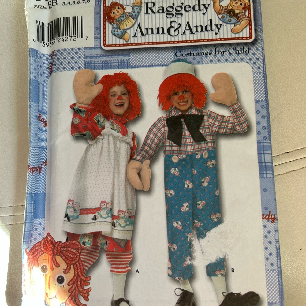 4/$50 Simplicity 9375 Raggedy Ann & Andy Child Costumes sew pattern 🪡